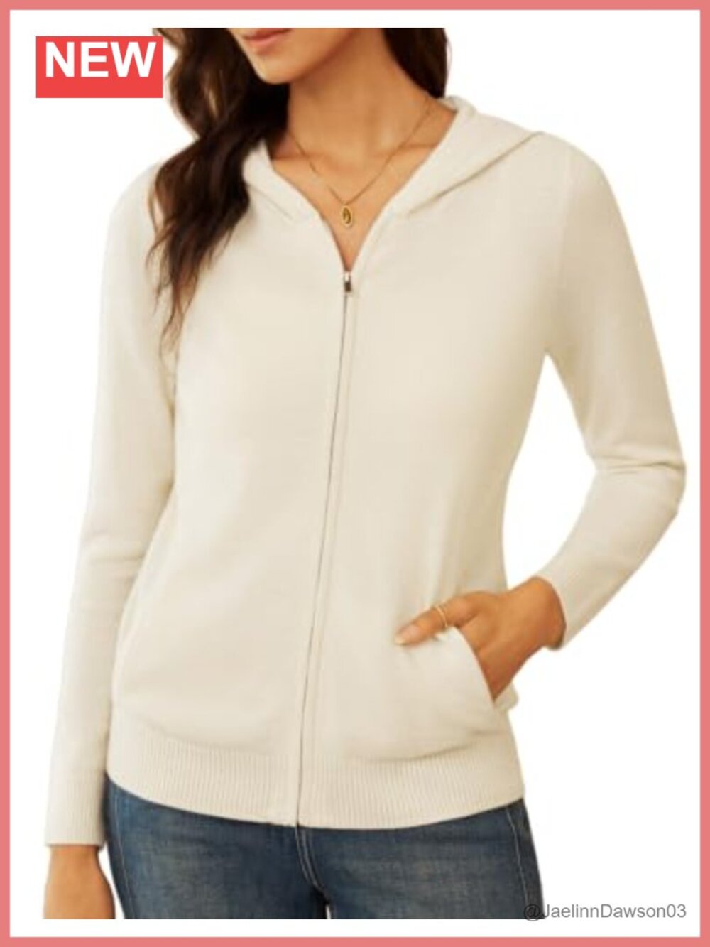100% Merino Wool Zip Up Hoodie Cardigan Sweater